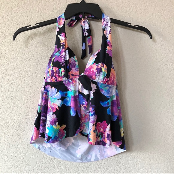 NWT Bar lll Tech Floral Halter Tankini Swim Top XS - Picture 3 of 4
